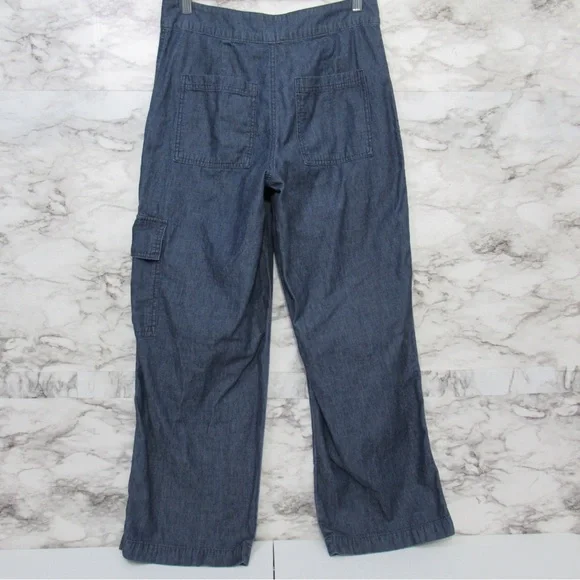 DKNY Chambray Casual Cargo Pants Size 4 - Picture 3 of 16